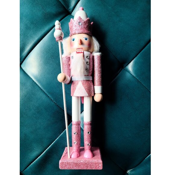 Pink Christmas Nutcracker Soldier Wooden Statue Holiday Decor Xmas Decoration - Picture 2 of 15